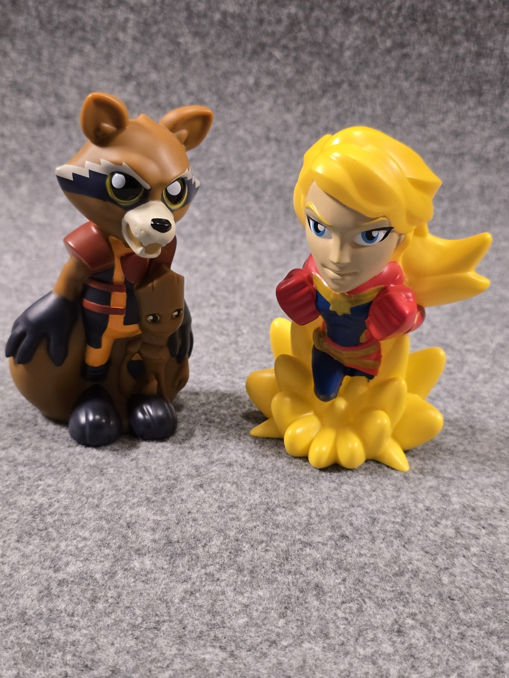 Marvel Captain Marvel & Rocket Raccoon Plastic Figures - 4.5"